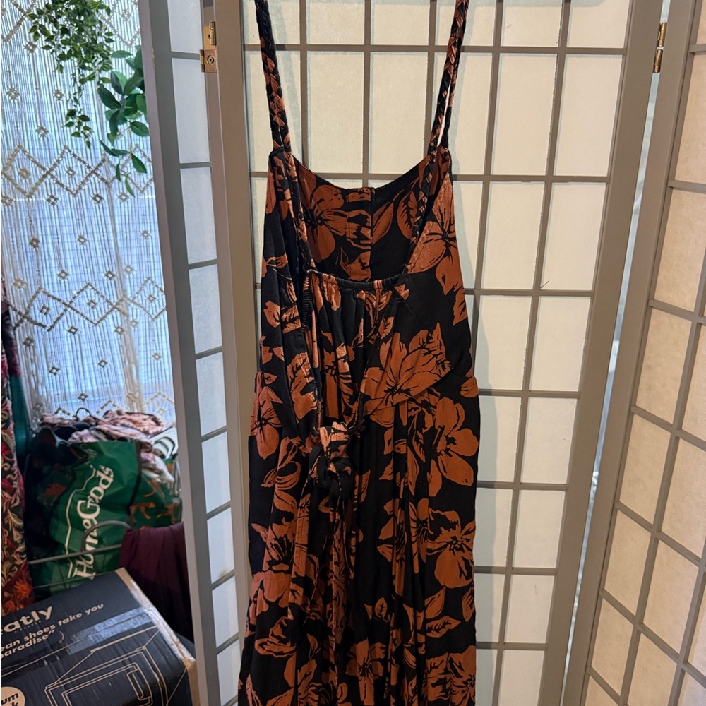 Free People Black and Rust Floral Maxi Dress